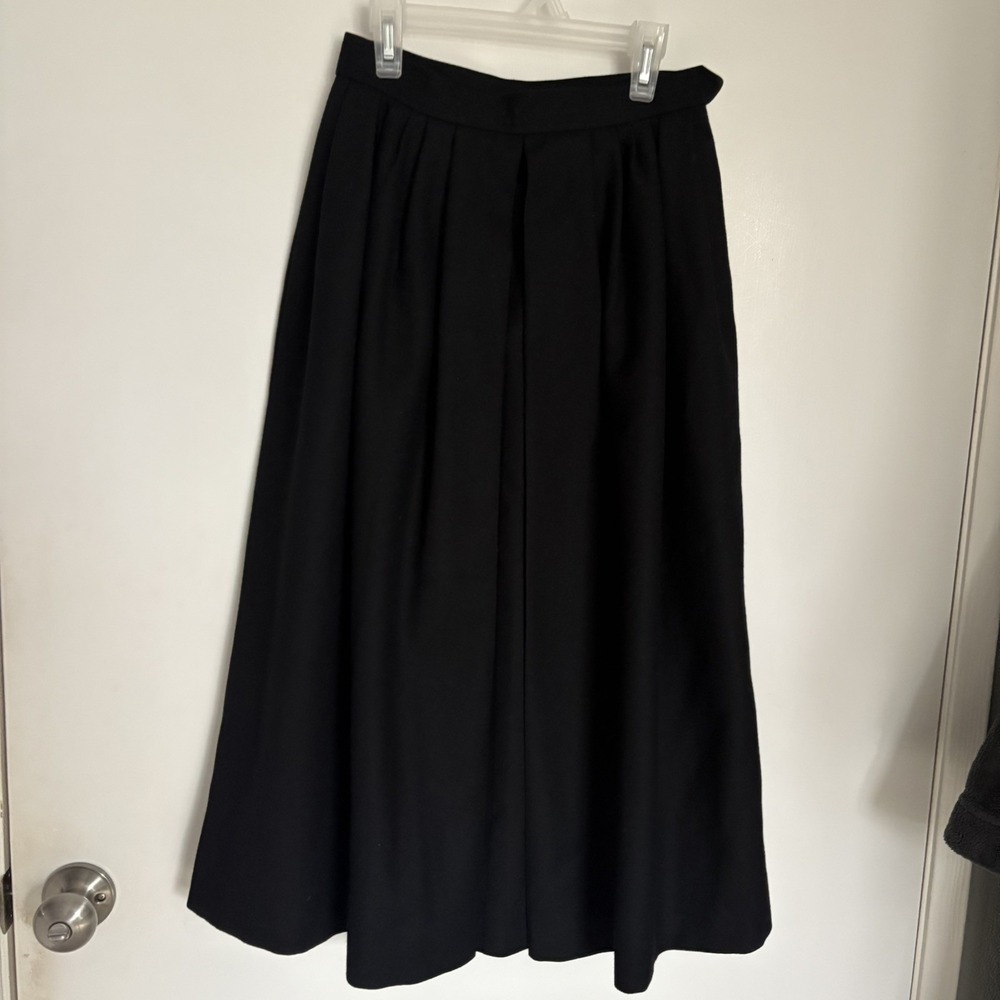 VINTAGE YSL YVES SAINT LAURENT RIVE GAUCHE BLACK WOOL SKIRT VINTAGE 1970's 38